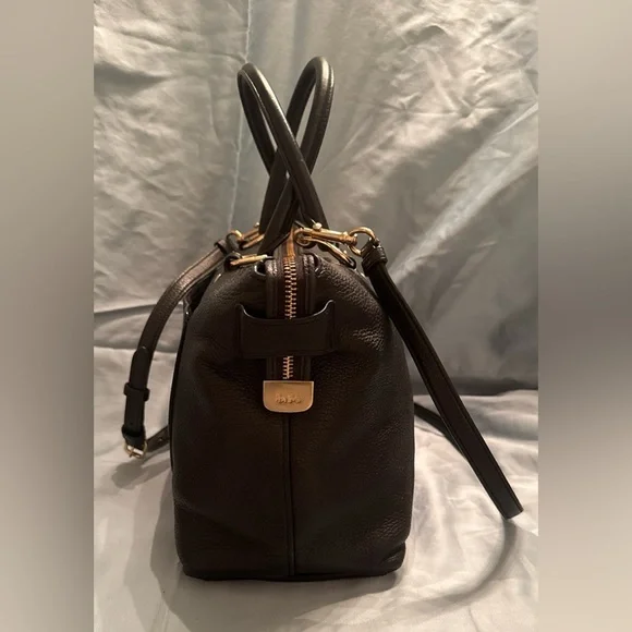 Coach Emma Black Pebbled Leather Satchel Bag - Picture 3 of 11